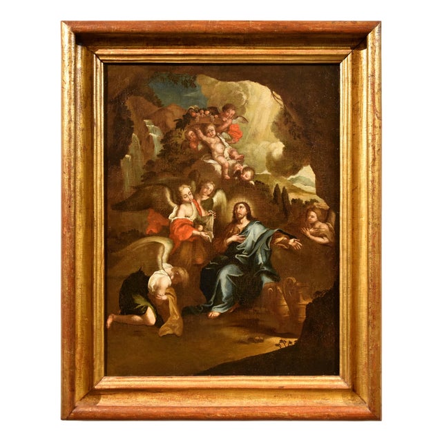 Circle of Pietro da Cortona / Berrettini, Christ in the Desert, 1650, Oil on Canvas For Sale