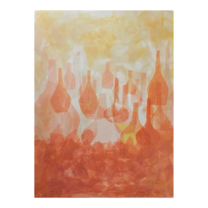 Mid 20th Century Abstract Collage Bottles in Pink Yellow & Orange