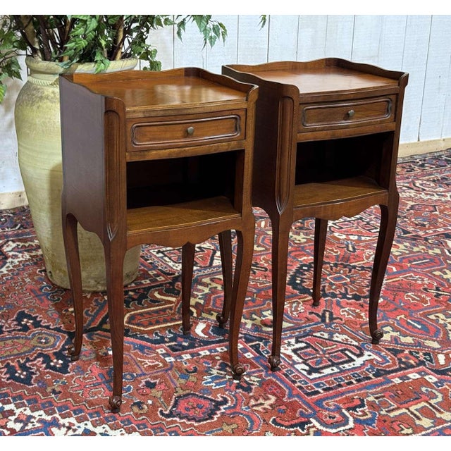 Louis XV Cherry Wood Bedside Tables, 1970s, Set of 2 For Sale - Image 6 of 11