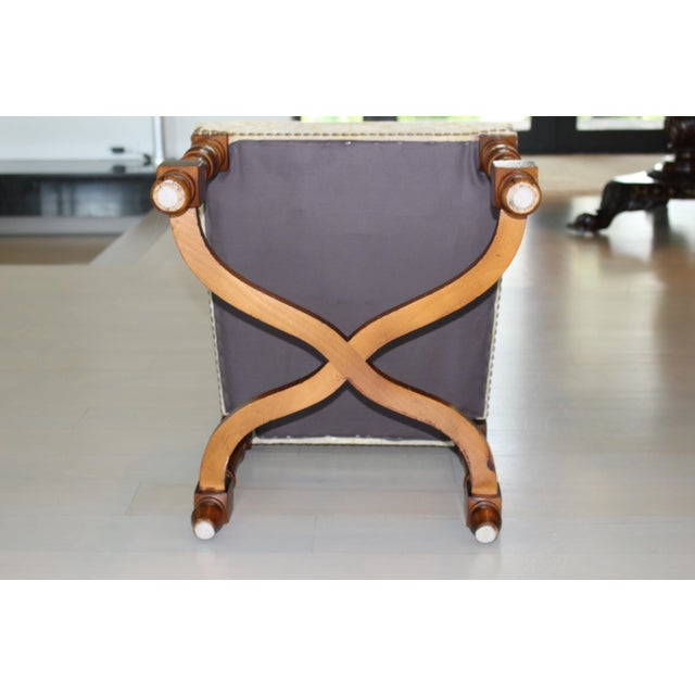 Vintage Provence Collection From Bussandri Arte Louis XIV Style Fabric & Leather Dining Chairs, Set of 10, C. 2003 For Sale - Image 13 of 18