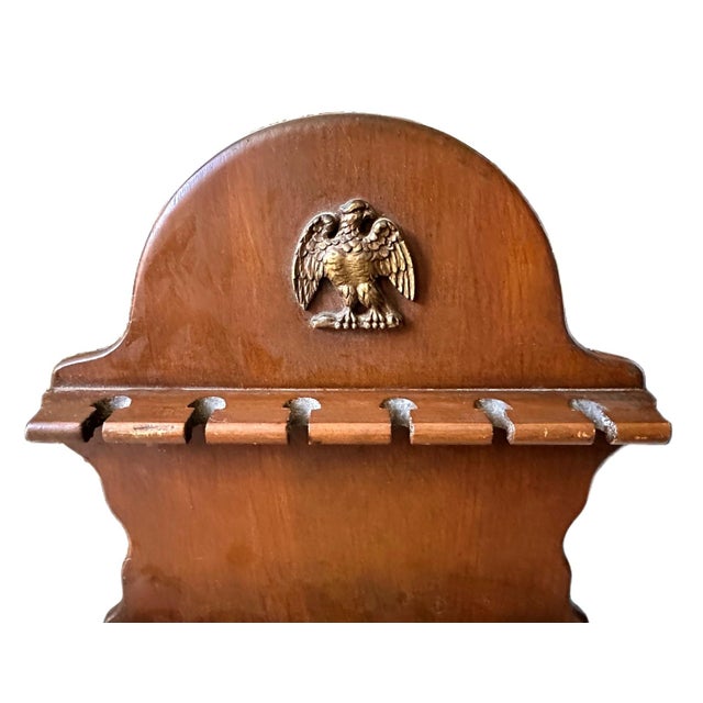 Vintage Federal Eagle Wood Spoon Rack W/12 Silver Plate Collectible President Spoons For Sale - Image 4 of 11