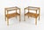 Midcentury amazing pair of side tables or bedside tables with two-tier in bamboo, rattan and smoked glass top. Made in...