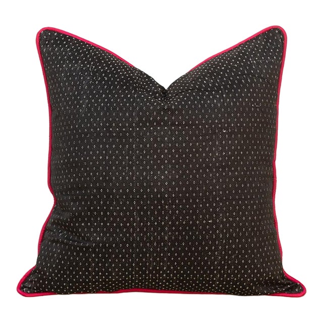 Shyama Black Dotted Ahir Handloom Pillow For Sale