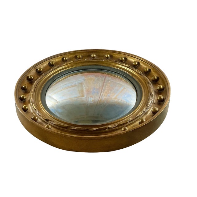 French Convex Witch Eye Mirror in Carved Giltwood, 19th Century For Sale - Image 4 of 7