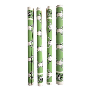 Brunschwig & Fils Frog Treillage Wallpaper, 4 Remnants For Sale