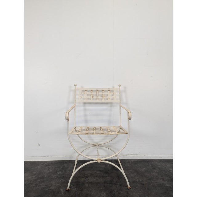 Wrought Iron Garden Table and Chairs, Set of 5 For Sale - Image 6 of 15