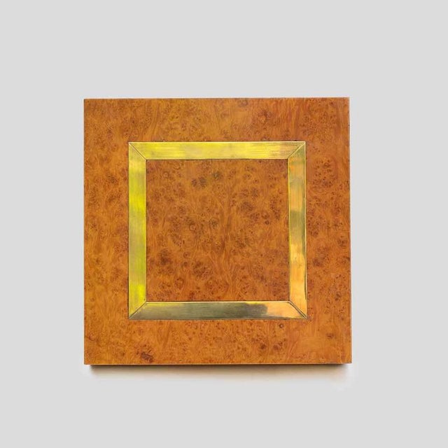 Romeo Rega Large Elm Burl Wood and Brass Inlaid Lidded Box by Romeo Rega, 1970s For Sale - Image 4 of 8