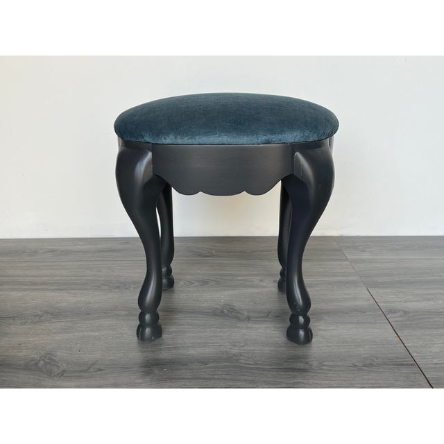 Carved wood hoof bench with velvet cushion top Dimensions:19”Depth x 15”Depth x 20”Height See pictures and condition for...