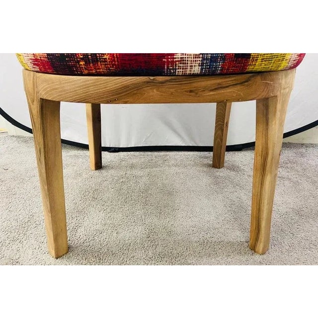 Wood Mid-Century Modern Style Chair Multicolor Upholstery and Walnut Frame, a Pair For Sale - Image 7 of 13