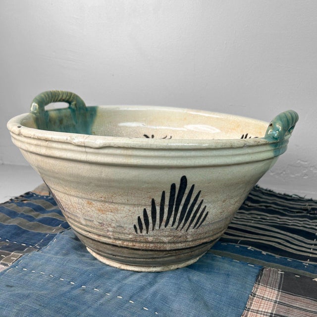 Antique Japanese Ceramic Seto Oribe Bowl, 1900s For Sale - Image 14 of 18