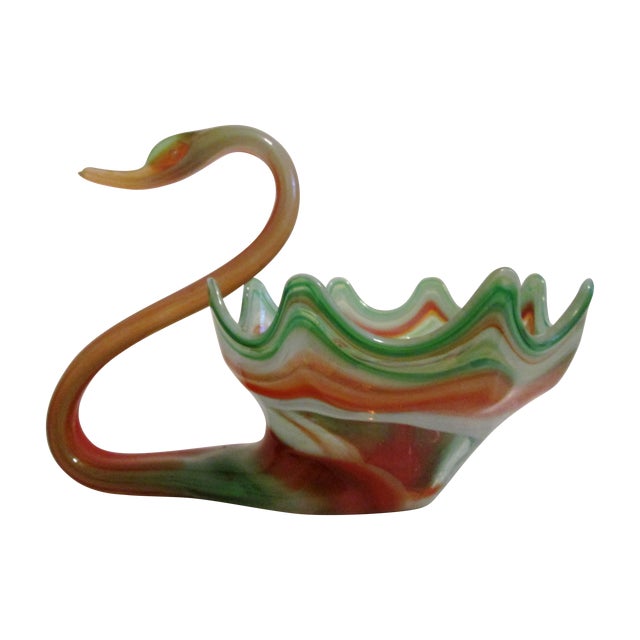 Italian Murano Blown Glass Swan Bowl Chairish