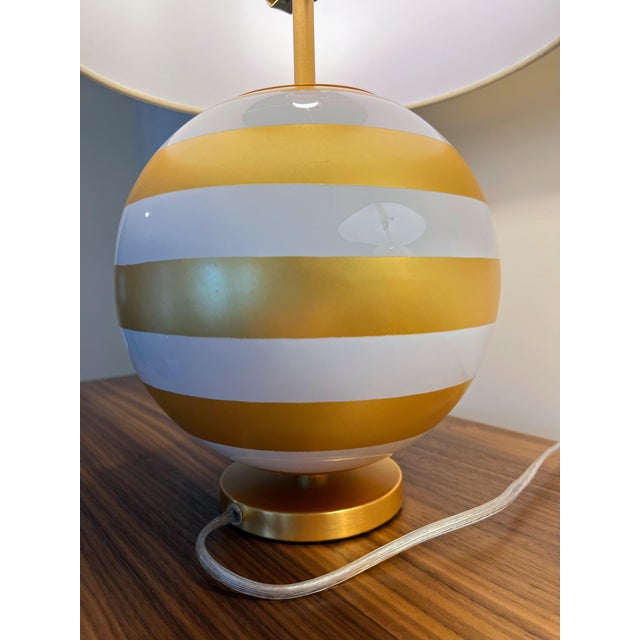 Contemporary Kate Spade New York Round Gold and White Striped Lamps A