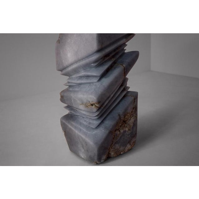 Lapiaz Sculptural Candleholder in Blue Alabaster by Amarist Studio For Sale - Image 4 of 12