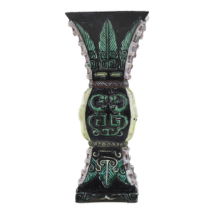 Chinese Porcelain Archaistic-Style Green and Black Glazed Vase With Taotie Motif