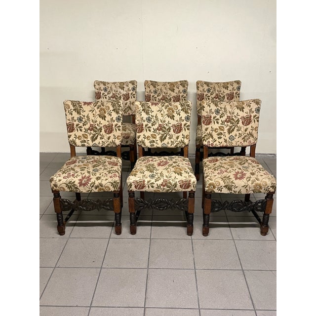 Wood Wooden Chairs from the 1940s with Turned and Carved Details, Set of 6 For Sale - Image 7 of 18