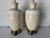 1980s 1980s Vintage Beige Ceramic Table Lamps on Brass Finish Bases – A Pair For Sale - Image 5 of 12