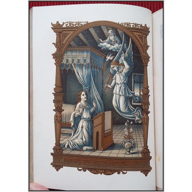 (1884) Signed Binding Christian "Hours of the Holy Virgin" With 13 Chromolithographs - Illustrated Antique Devotional Christian Bible Art For Sale - Image 10 of 18
