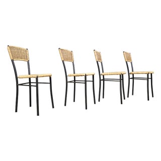Vintage Wicker Dining Chairs, 1980s, Set of 4 For Sale
