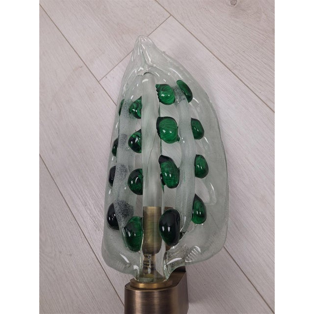 Large Wall Light in Brass and Murano Glass, 1990s, in Very Good conditions. Designed 1990 to 1999 Up to 250V (Europe/UK...