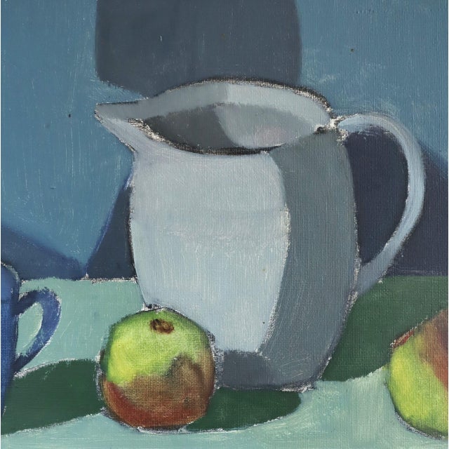 Mid-Century Modern 'Still Life With Blue Cup' Vintage Swedish Original Still Life Oil Painting, Framed For Sale - Image 9 of 10
