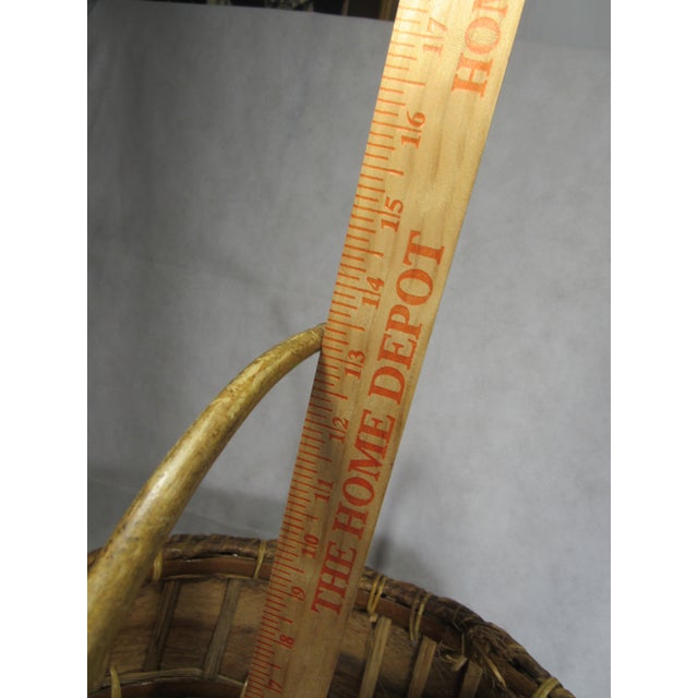 Rustic Vintage Wood Shave Natural Fiber Gathering Basket For Sale - Image 12 of 15