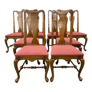 Vintage Queen Anne Style Dining Side Chairs - Set of 8 For Sale