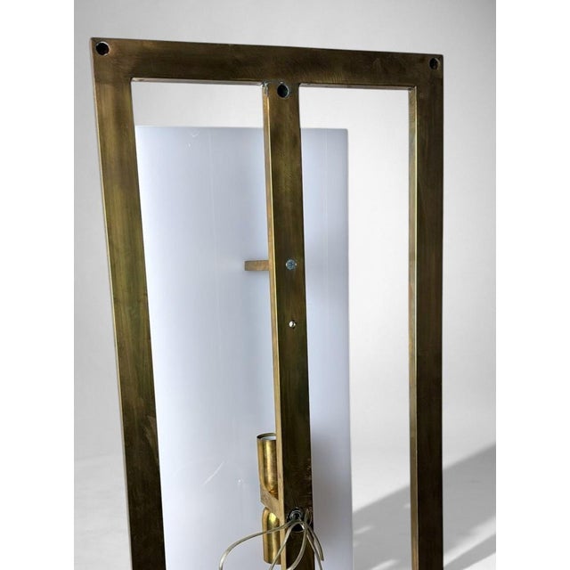 Late 20th Century Romeo Rega Style Large Italian Brass and Opaline Plexiglass Wall Sconces - a Pair For Sale - Image 12 of 18