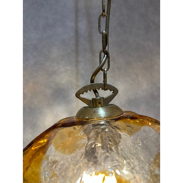 Amber and Clear Murano Style Glass Pendant Lamp, 1970s For Sale - Image 13 of 14