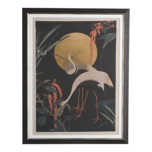 Mind the Gap “Cranes at Night” Linen Framed Artwork Print 22” X 28”
