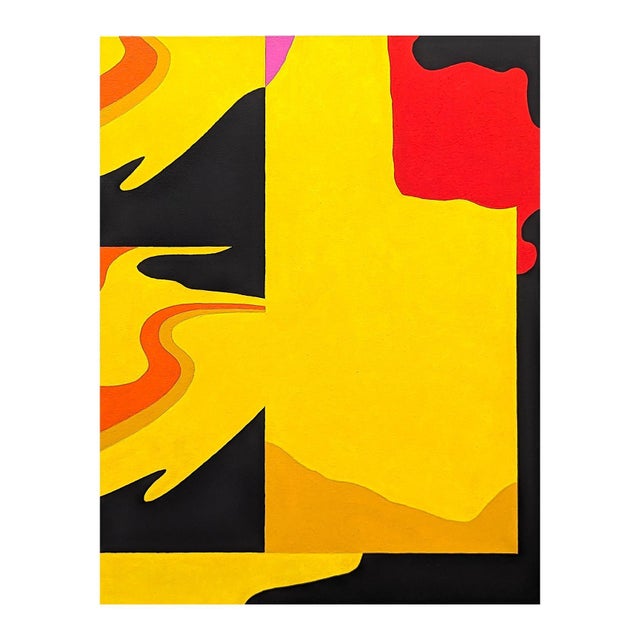 Contemporary Emmanuel Araujo "Spark" Contemporary Colorful Yellow & Red Geometric Hard-Edge Abstract Painting, 2024 For Sale - Image 3 of 10