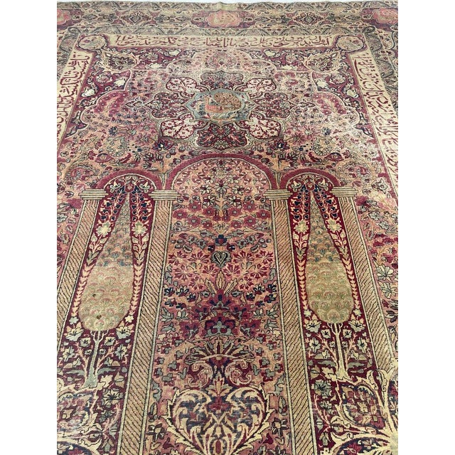 1900s COLLECTOR'S ROYAL PEACOCK KERMAN Duel Cypress Tree of Life Rug 9 x 11.8 For Sale - Image 12 of 17