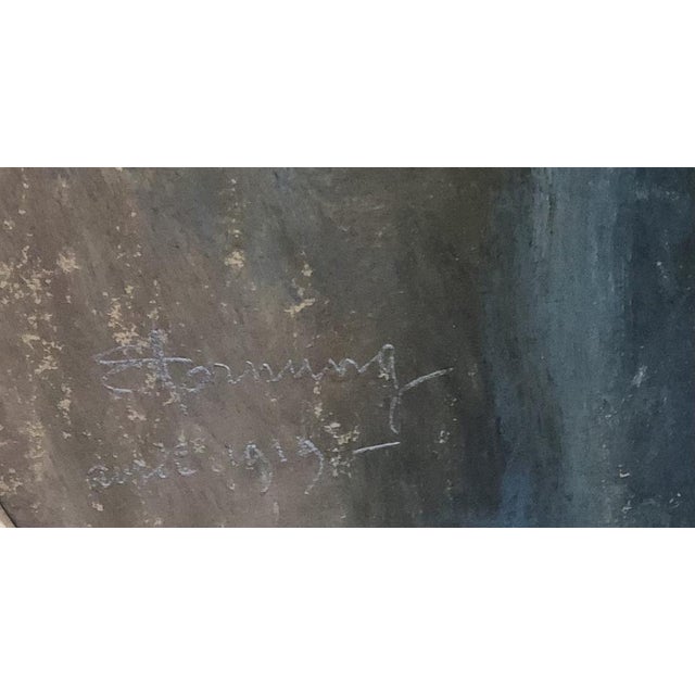 Modern Charles Émile Moïse Hornung, Jeune femme coiffure Charleston et robe bleue, Pastel on Paper, Framed For Sale - Image 3 of 9