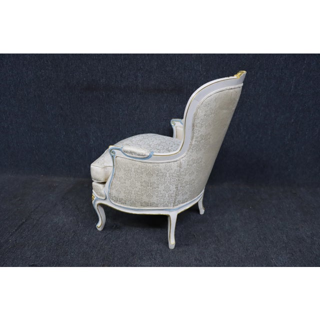 White Louis XV Style White Gilded Bergere For Sale - Image 8 of 13