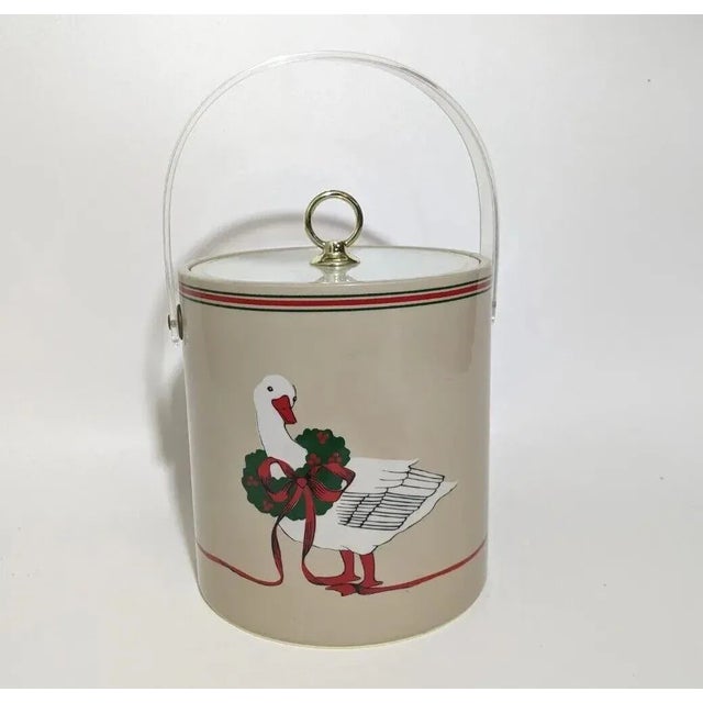 1970s Vintage 1970s Cera White Duck Christmas Ice Bucket With Lid Wreath Box Xmas For Sale - Image 5 of 9