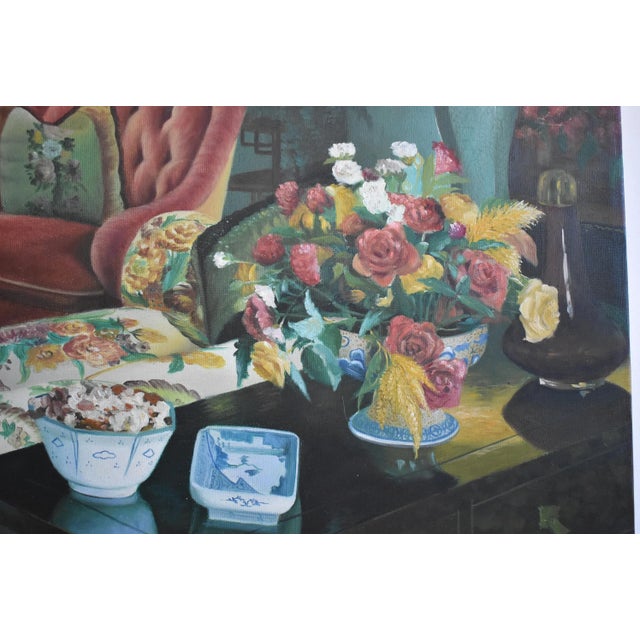 Contemporary Large Realist Interior Decor Oil Painting For Sale In San Francisco - Image 6 of 11