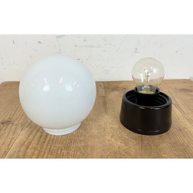 Vintage Brown Bakelite Wall or Ceiling Light with Milk Glass, 1960s For Sale - Image 4 of 10