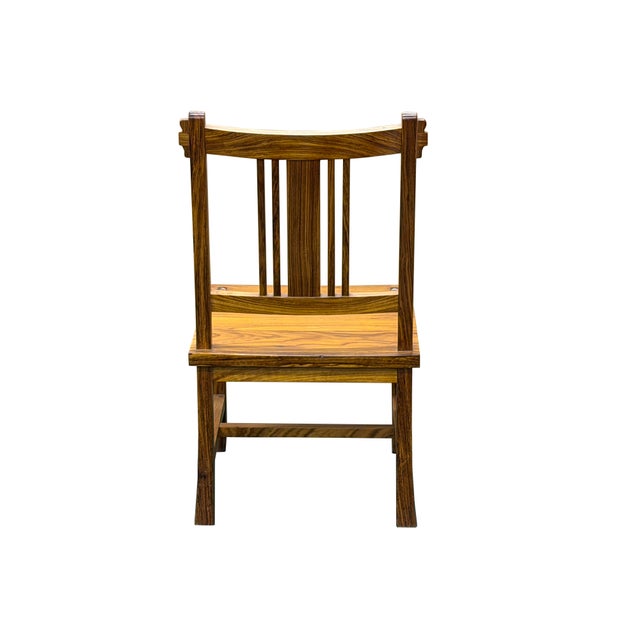 Asian Zen Oriental Straight Legs Bars Backrest Solid Wood Chair For Sale - Image 3 of 9