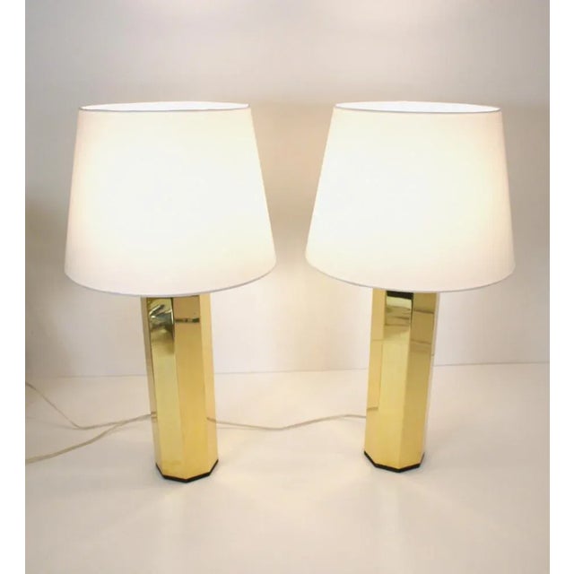 Metal Swedish Hexagonal Brass Table Lamps by Hans Agne Jakobsson for Hans Agne Jakobsson Ab, 1960s, Set of 2 For Sale - Image 7 of 13