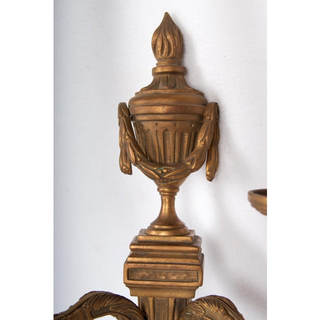 Maroon Patinated Bronze Two-Light Classical Sconce For Sale - Image 8 of 10