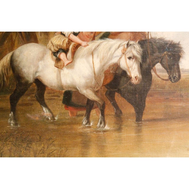 Textile “Crossing the Ford,” 19th Century English Landscape Painting With Horses, After Callcott For Sale - Image 7 of 15