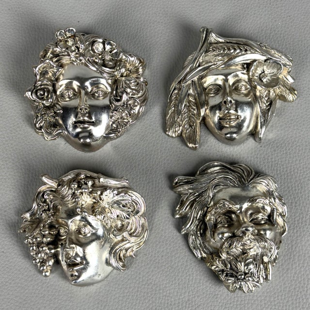 The Four Seasons Wall Mask Sculptures in 925 Silver, 1970s, Set of 4 For Sale - Image 11 of 11