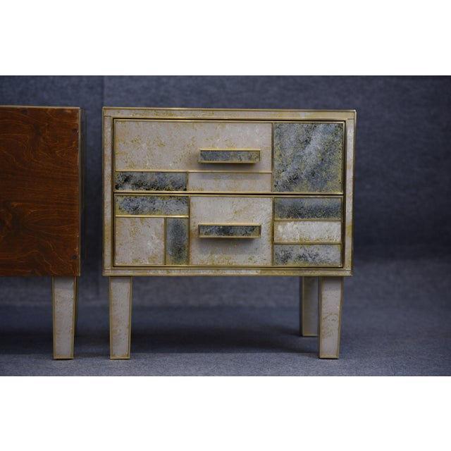 Bedside Tables in Walnut and Stone-Effect Murano Glass from Justfurnituress SRL, Set of 2 For Sale - Image 13 of 18
