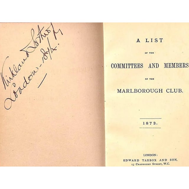 "Marlborough Club Members & Rules a List of the Committees and Members" 1873 For Sale - Image 4 of 9