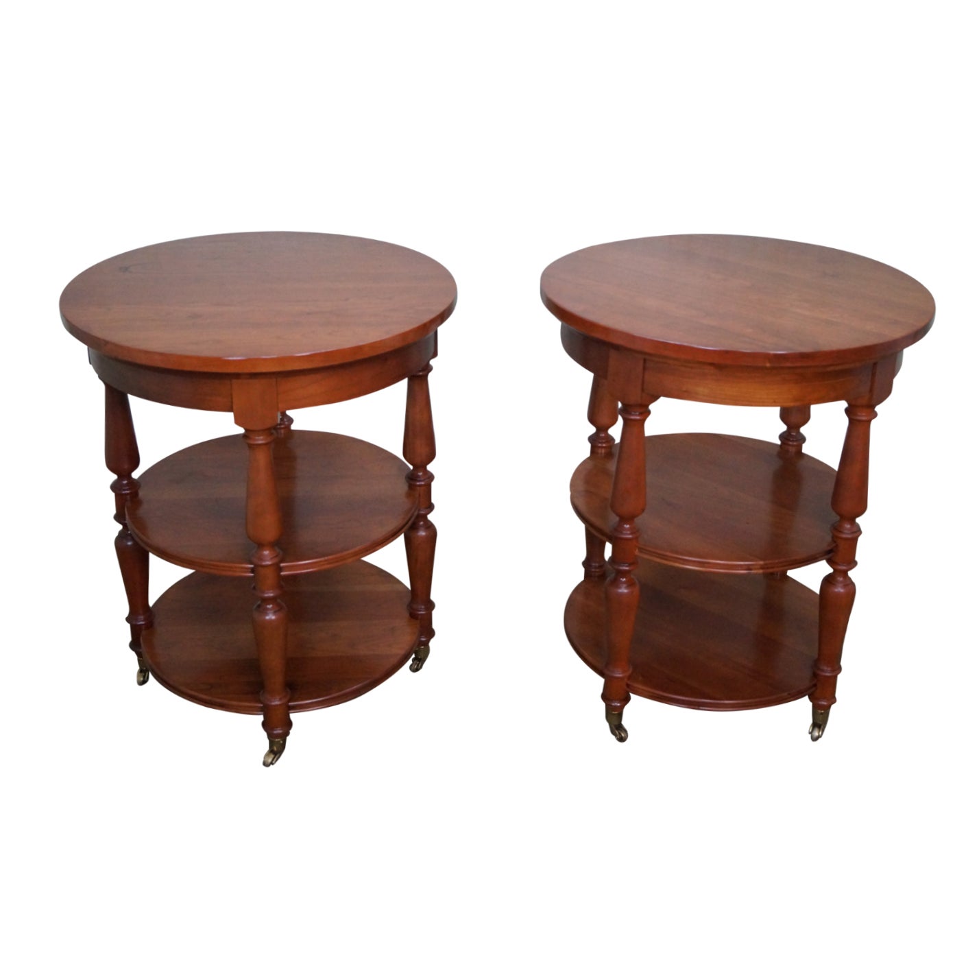Harden Cherry ThreeTiered Side Tables A Pair Chairish