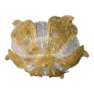 1960s Italian Clear and Amber Graniglia Murano Flush Mount For Sale