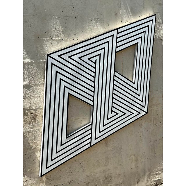 Vintage Boho Geometric Abstract on Canvas For Sale - Image 4 of 7