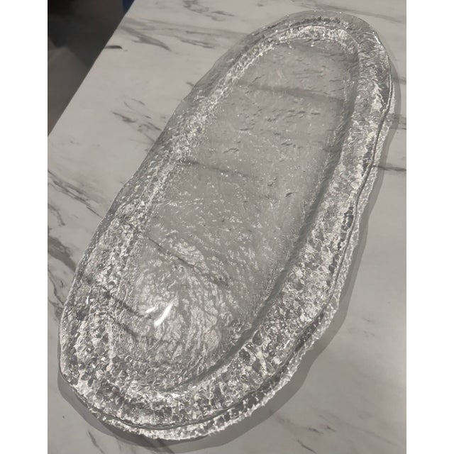 Transparent 1960s Minimalist Ice Oval Platter For Sale - Image 8 of 8