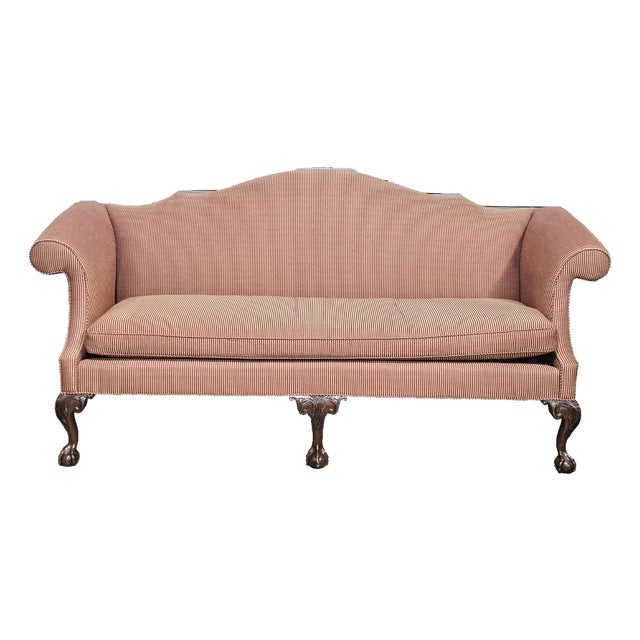Late 20th Century Kittinger Mahogany Williamsburg Style Chippendale Style Sofa Claw and Ball Feet For Sale