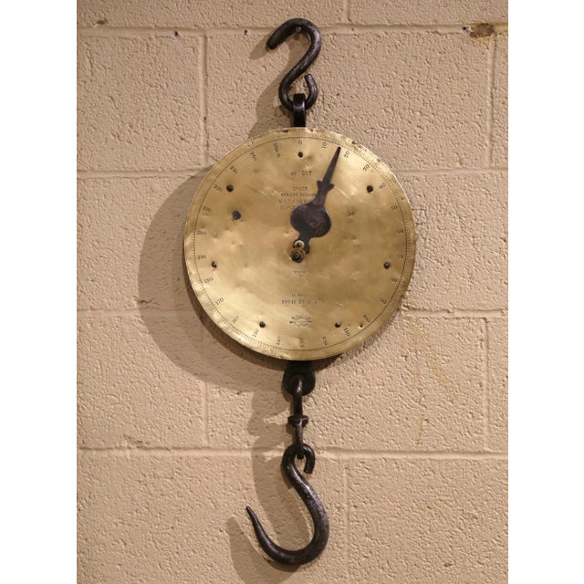 Mid-19th Century English Brass and Iron Hanging Trade Spring Balance Scale For Sale - Image 13 of 13