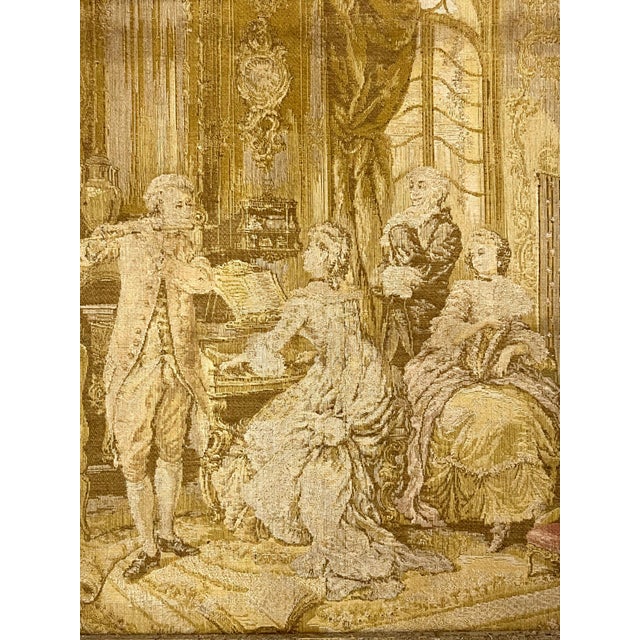 French Antique Framed French Parlor Scene Tapestry For Sale - Image 3 of 9